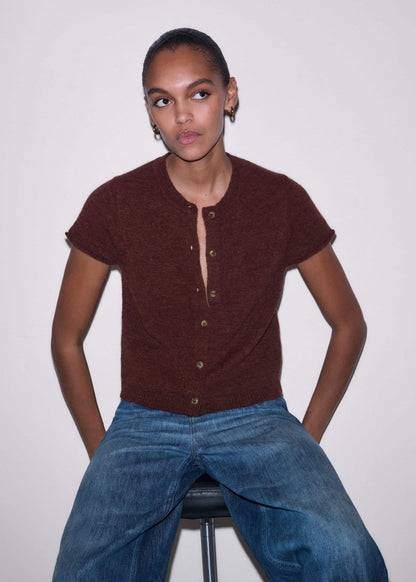 Cinnamon Alpaca Button-Through Knit Baby Tee | ME+EM Clothing