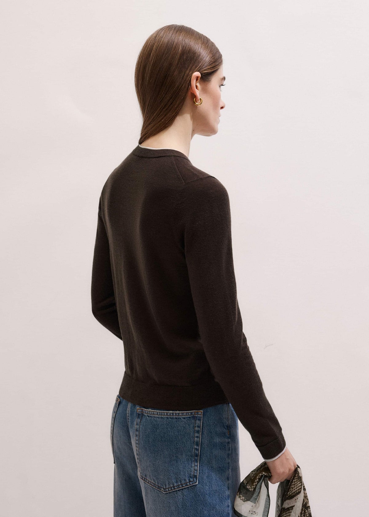 Brown Barely There Contrast Slim Cardigan | ME+EM Clothing
