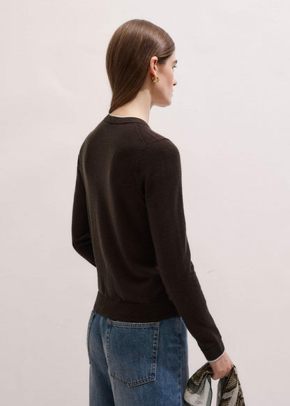 Brown Barely There Contrast Slim Cardigan | ME+EM Clothing
