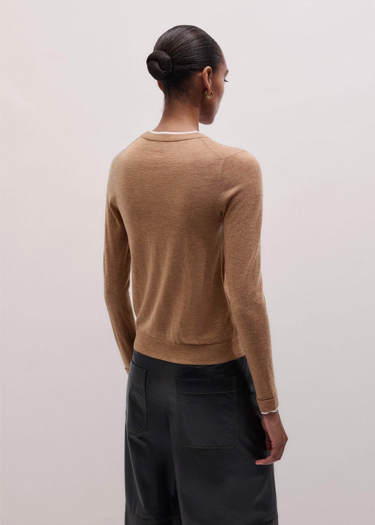 Camel Brown Barely There Contrast Slim Cardigan | ME+EM Clothing