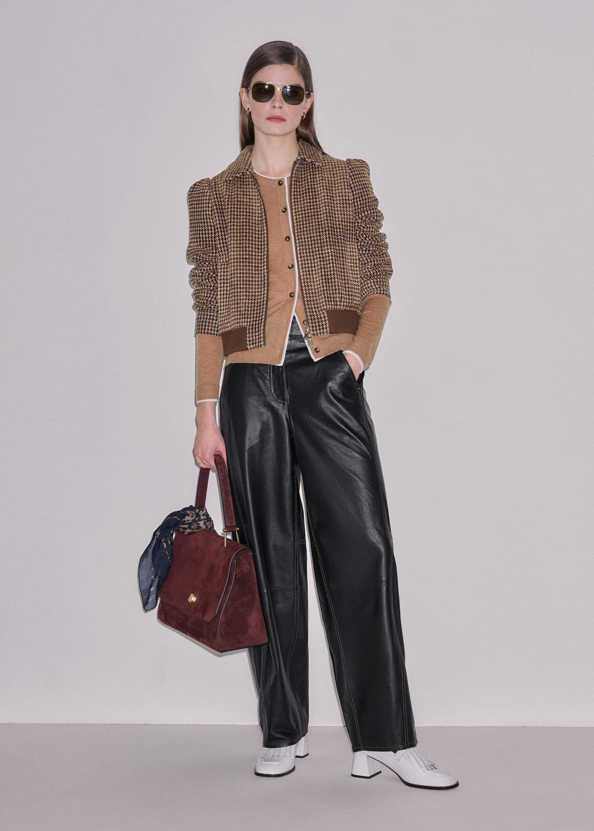 Camel Brown Barely There Contrast Slim Cardigan | ME+EM Clothing