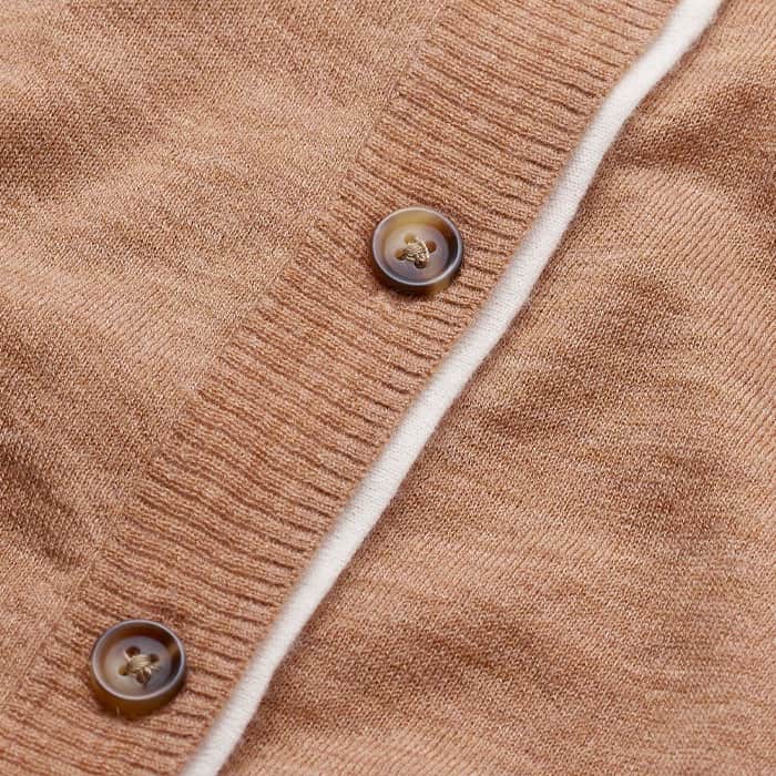 Camel Brown Barely There Contrast Slim Cardigan | ME+EM Clothing