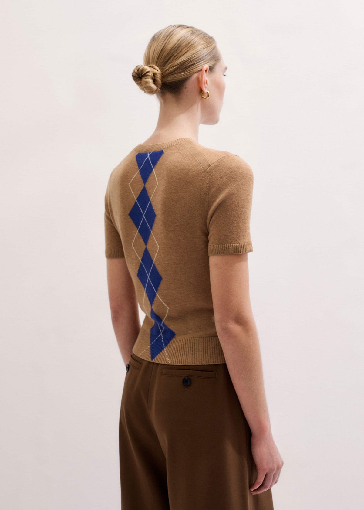 Brown Fine Argyle Slim Tee | ME+EM Clothing