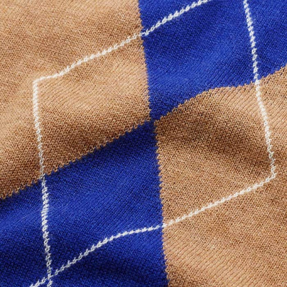 Brown Fine Argyle Slim Tee | ME+EM Clothing