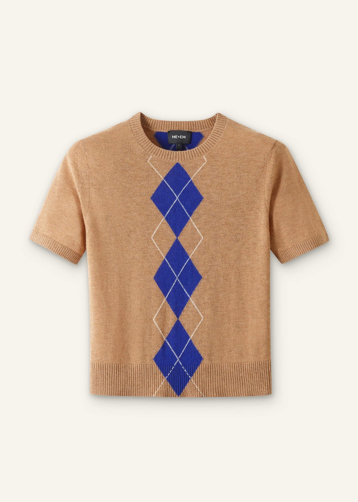 Brown Fine Argyle Slim Tee | ME+EM Clothing