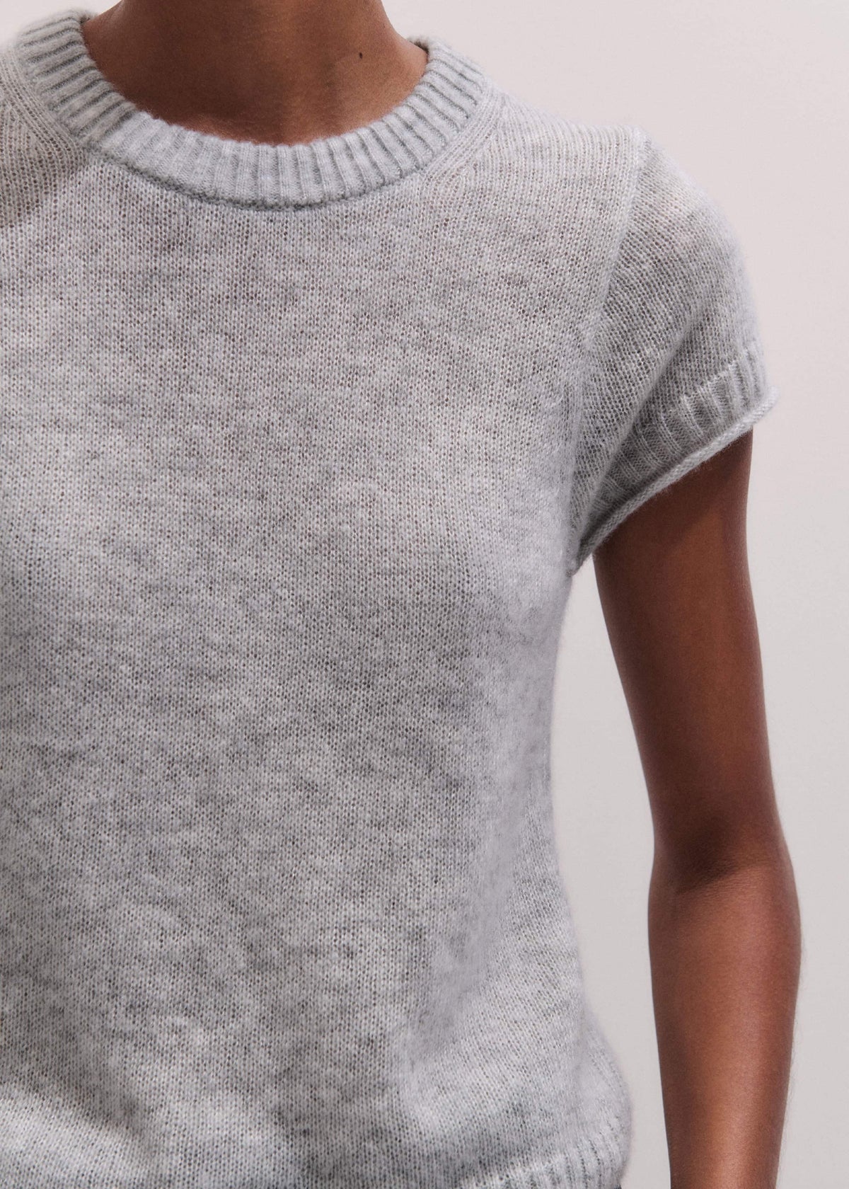 Gray Merino Cashmere Silk Straight Baby Tee | ME+EM Clothing