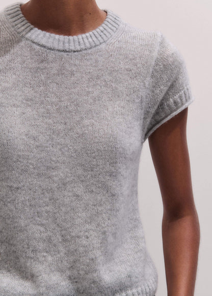Gray Merino Cashmere Silk Straight Baby Tee | ME+EM Clothing