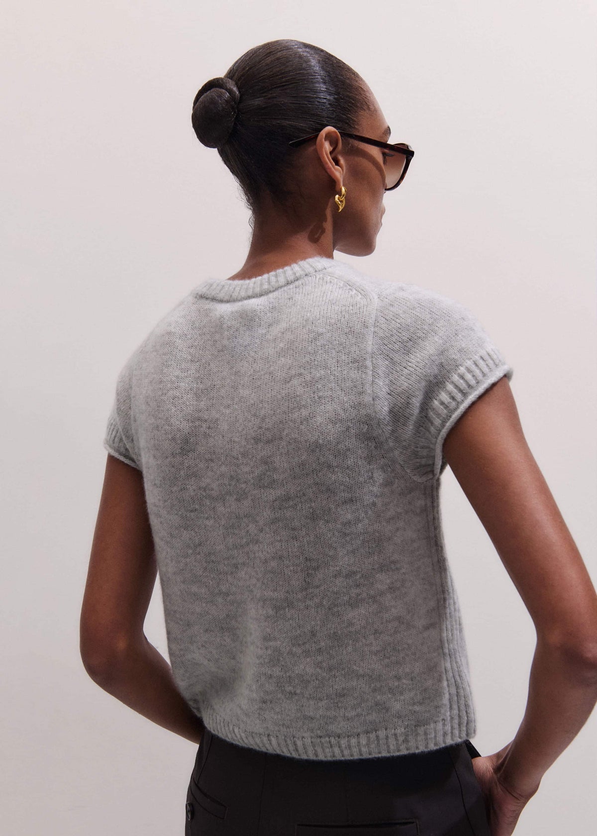 Gray Merino Cashmere Silk Straight Baby Tee | ME+EM Clothing