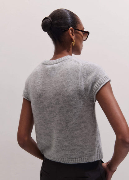 Gray Merino Cashmere Silk Straight Baby Tee | ME+EM Clothing