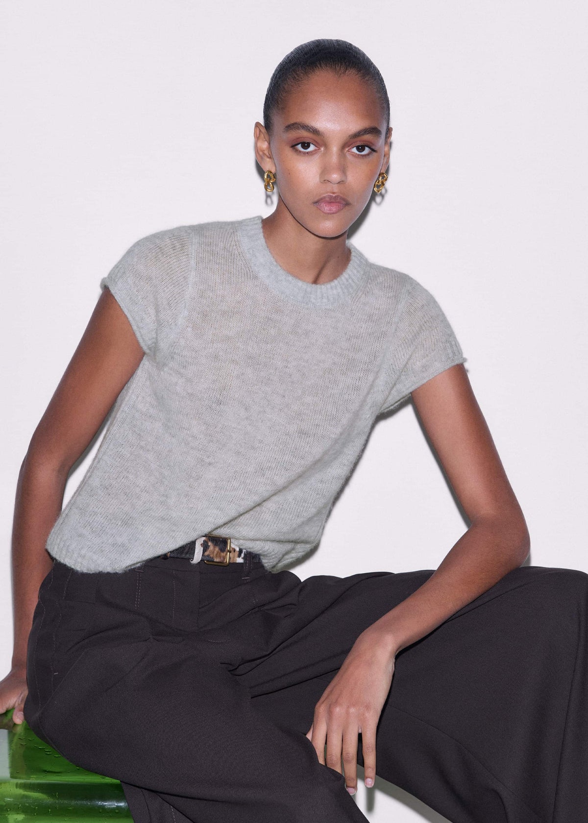 Gray Merino Cashmere Silk Straight Baby Tee | ME+EM Clothing