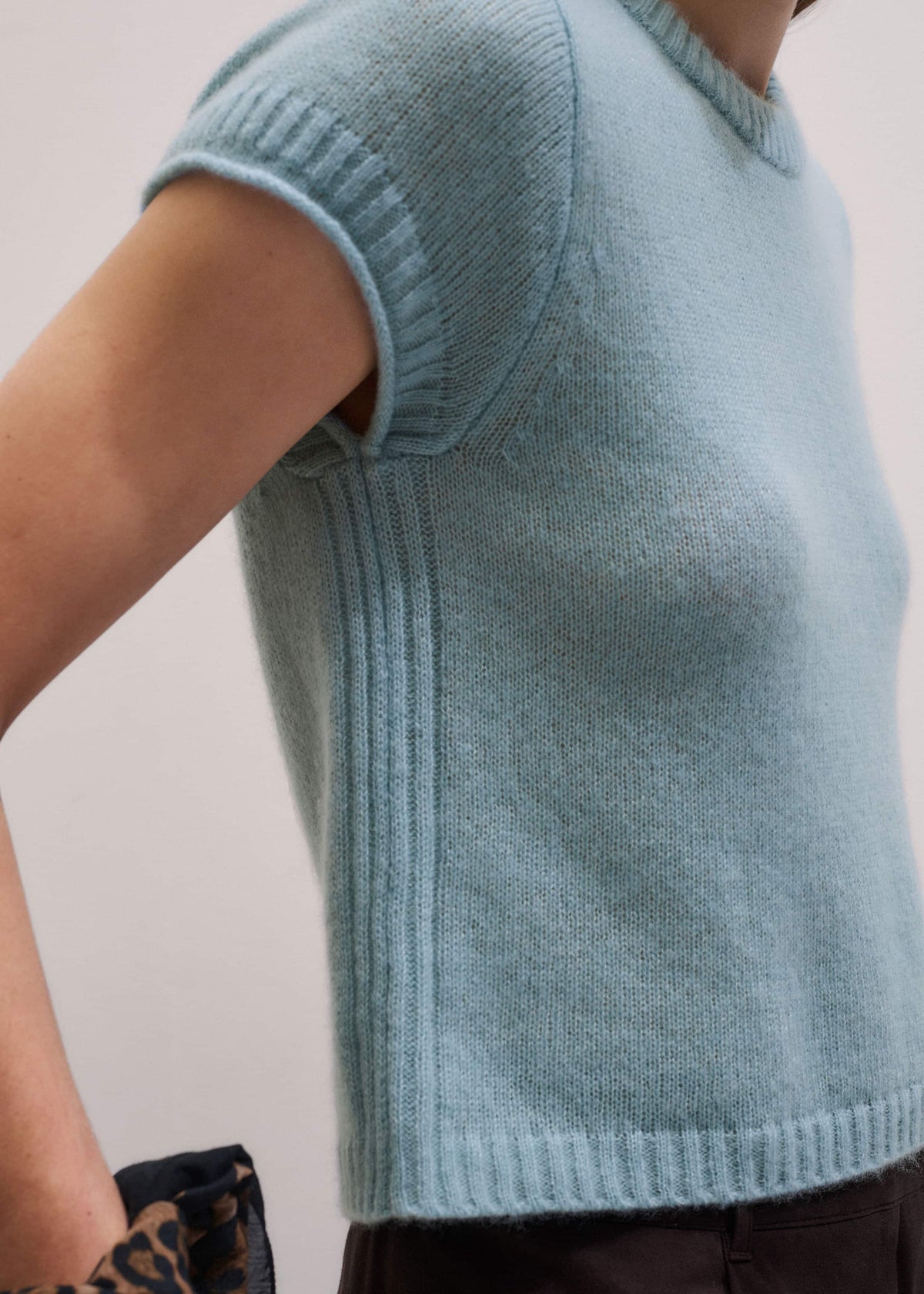 Blue Merino Cashmere Silk Straight Baby Tee | ME+EM Clothing