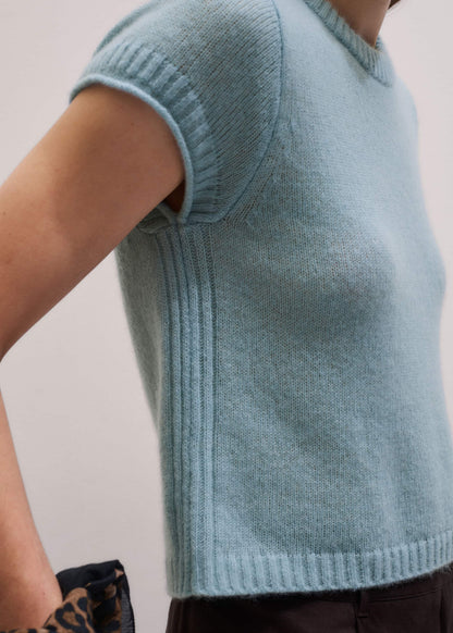 Blue Merino Cashmere Silk Straight Baby Tee | ME+EM Clothing