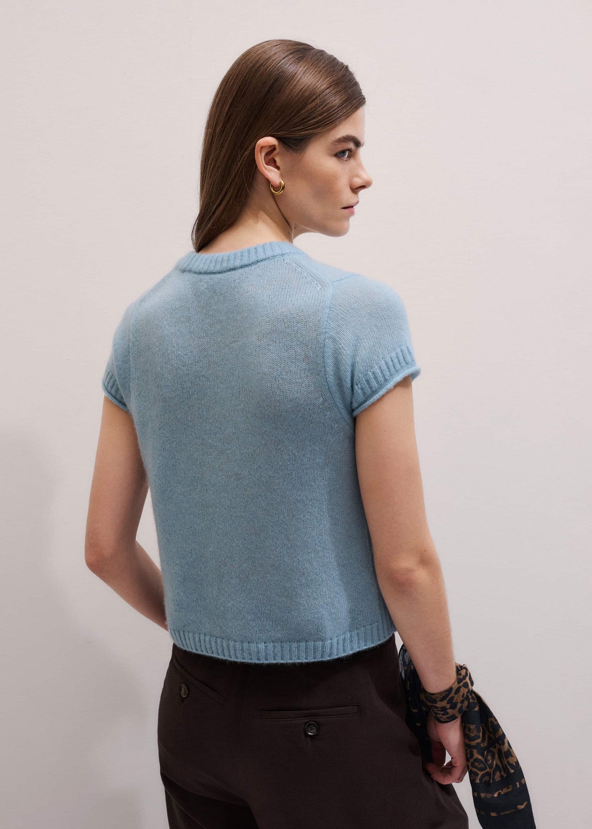 Blue Merino Cashmere Silk Straight Baby Tee | ME+EM Clothing