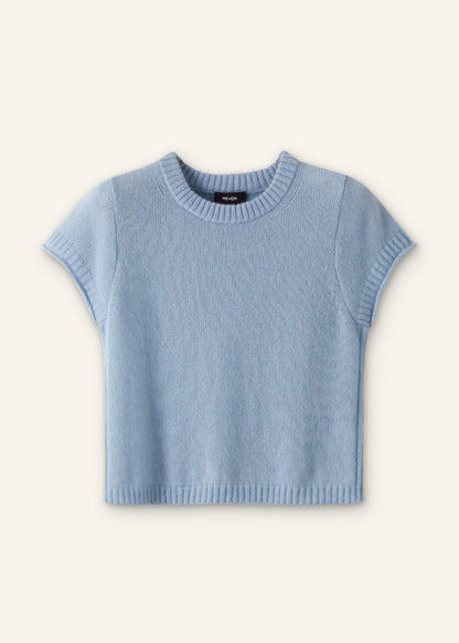 Blue Merino Cashmere Silk Straight Baby Tee | ME+EM Clothing