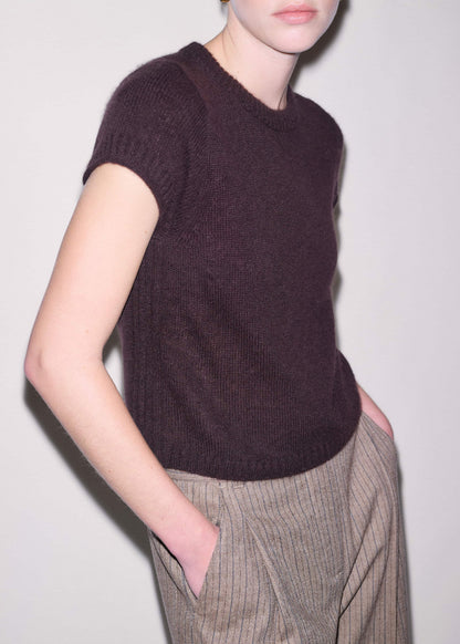 Brown Merino Cashmere Silk Straight Baby Tee | ME+EM Clothing