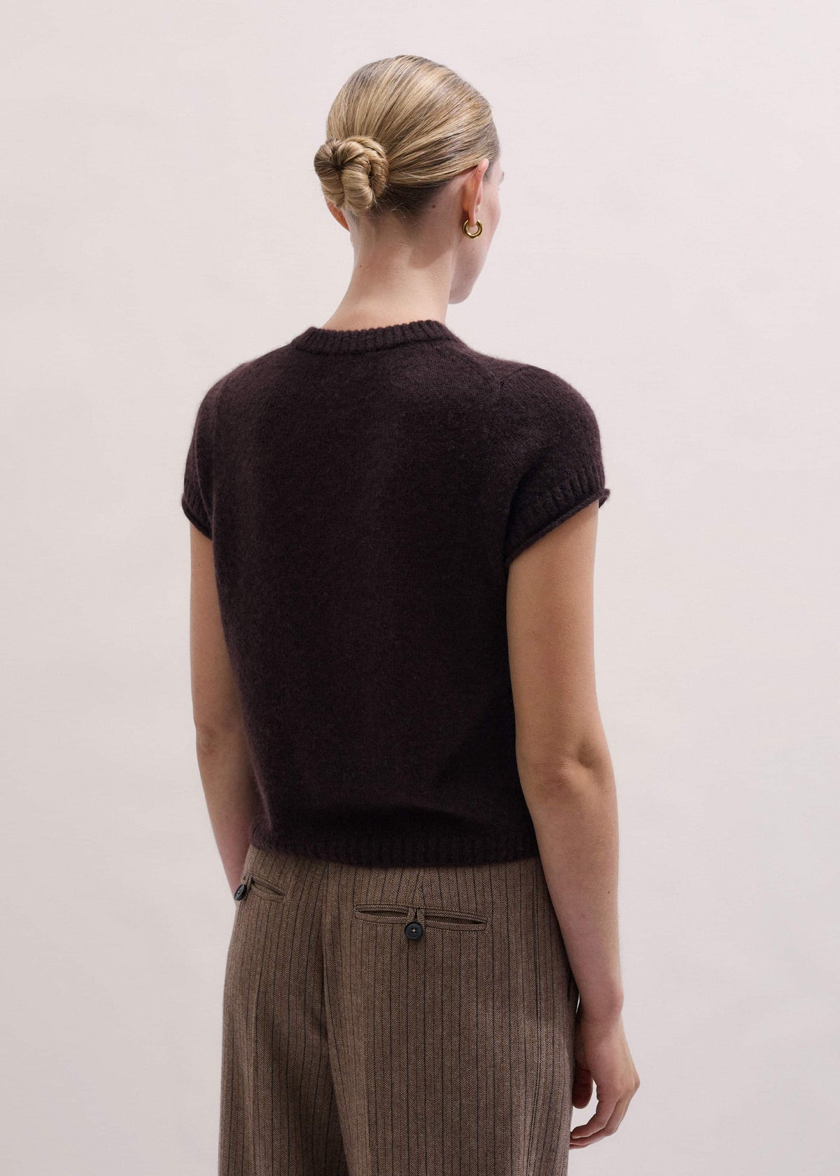 Brown Merino Cashmere Silk Straight Baby Tee | ME+EM Clothing