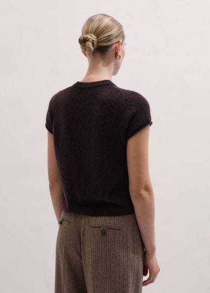 Brown Merino Cashmere Silk Straight Baby Tee | ME+EM Clothing