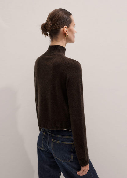 Brown Cashmere High Neck Crop Jumper | ME+EM Clothing