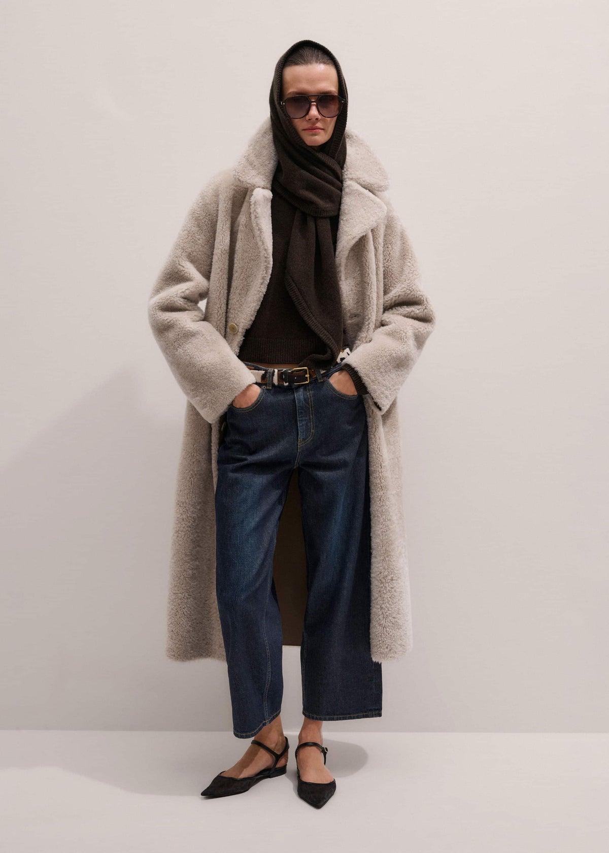 Brown Cashmere High Neck Crop Jumper | ME+EM Clothing