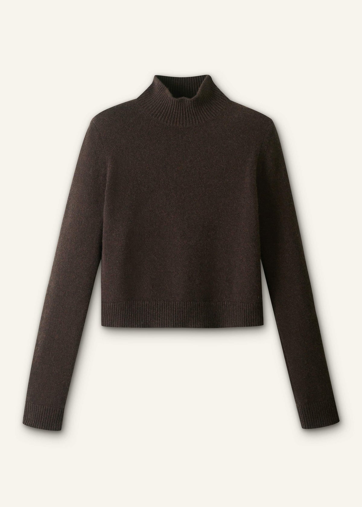Brown Cashmere High Neck Crop Jumper | ME+EM Clothing