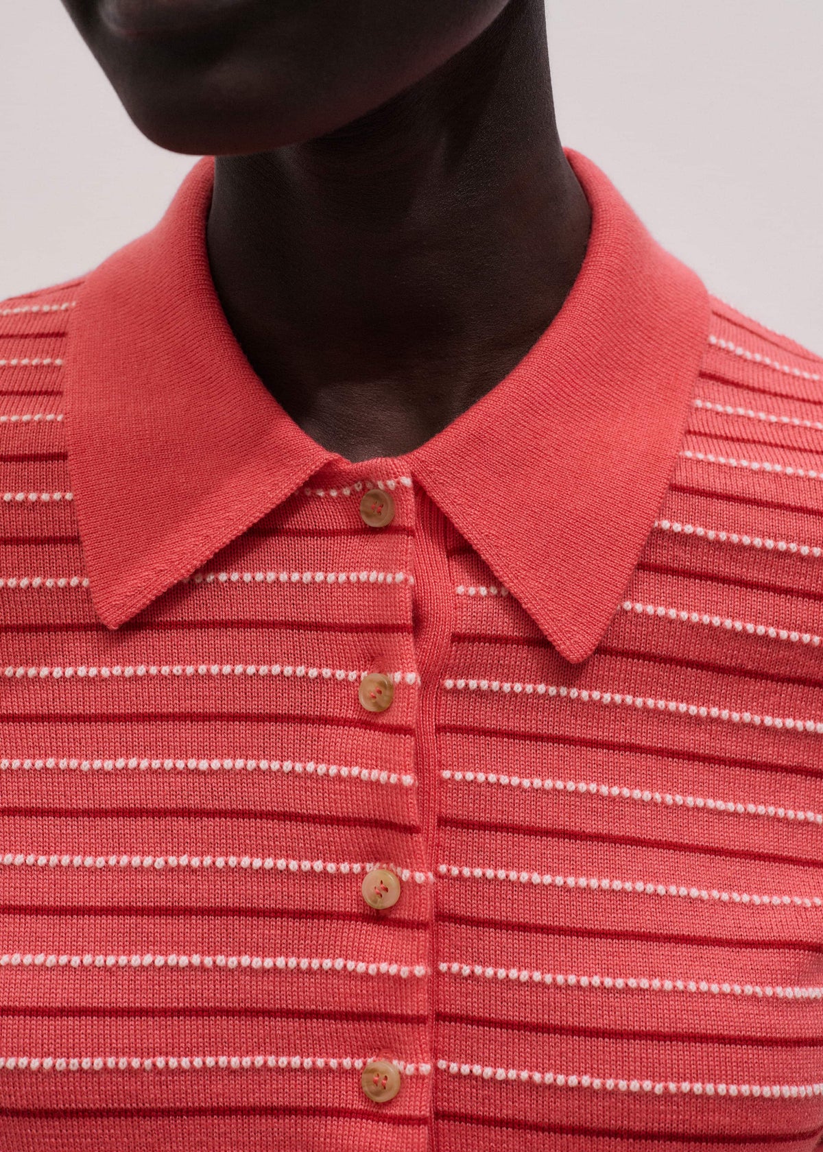 Pink Textured Stripe Straight Sporty Smart Polo Tee | ME+EM Clothing