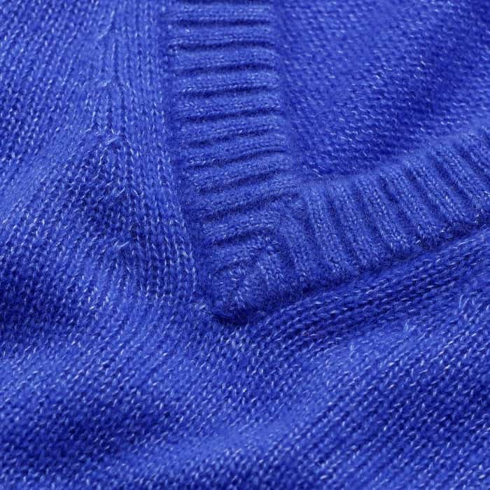 Blue Merino Cashmere Silk V-Neck Baby Tee | ME+EM Clothing