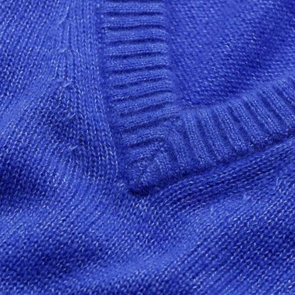Blue Merino Cashmere Silk V-Neck Baby Tee | ME+EM Clothing