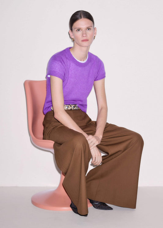 Purple Merino Cashmere Silk Straight Baby Tee | ME+EM Clothing