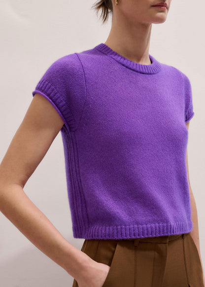 Purple Merino Cashmere Silk Straight Baby Tee | ME+EM Clothing