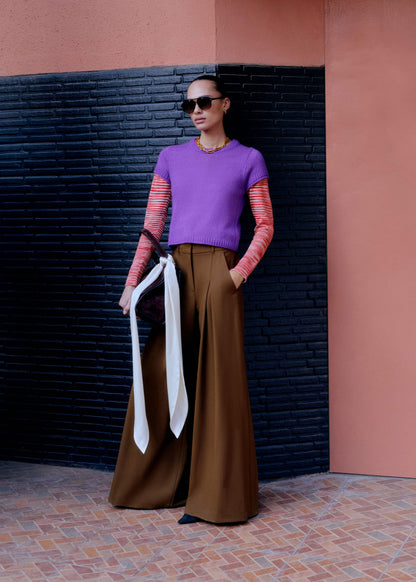 Purple Merino Cashmere Silk Straight Baby Tee | ME+EM Clothing