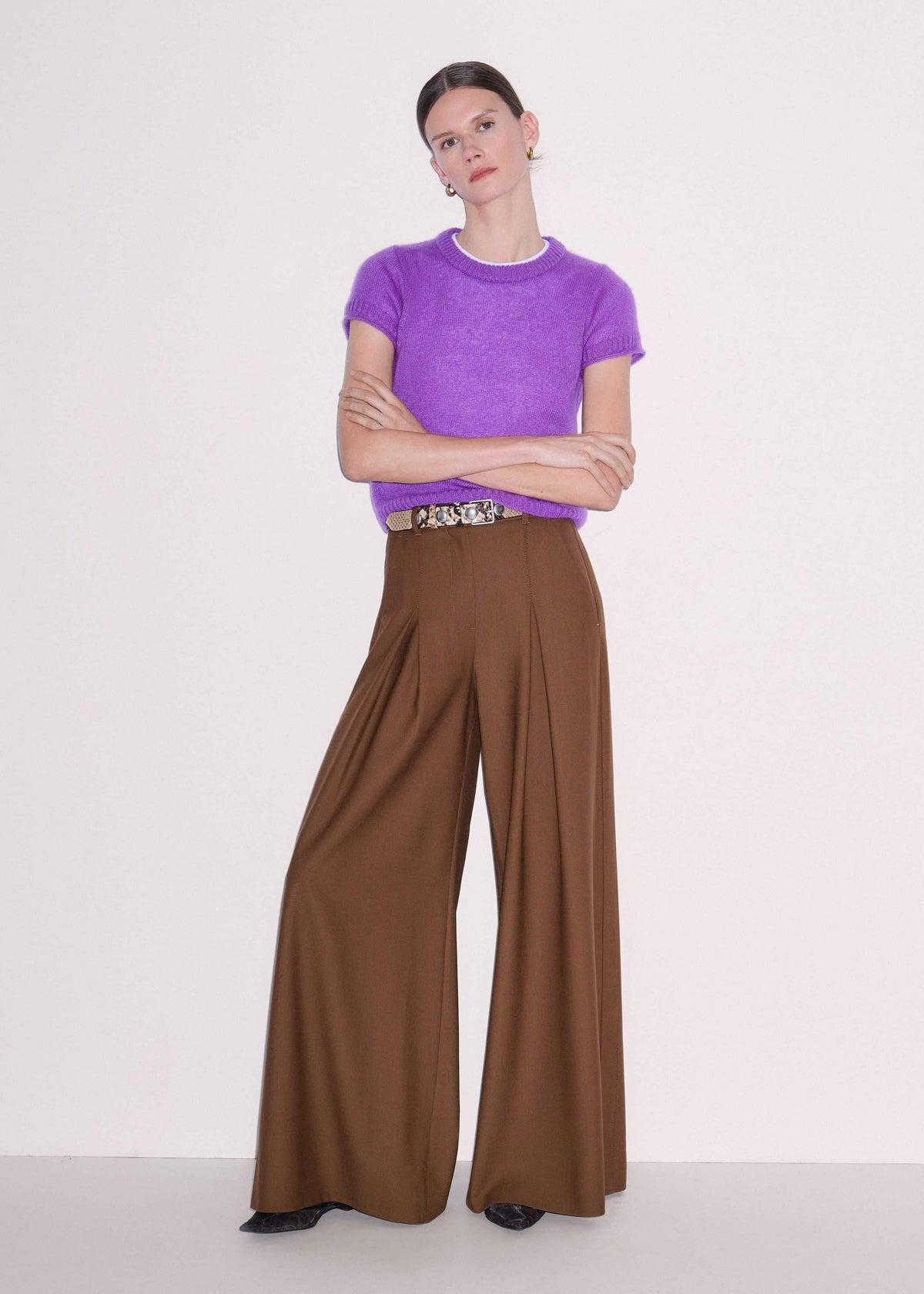 Purple Merino Cashmere Silk Straight Baby Tee | ME+EM Clothing