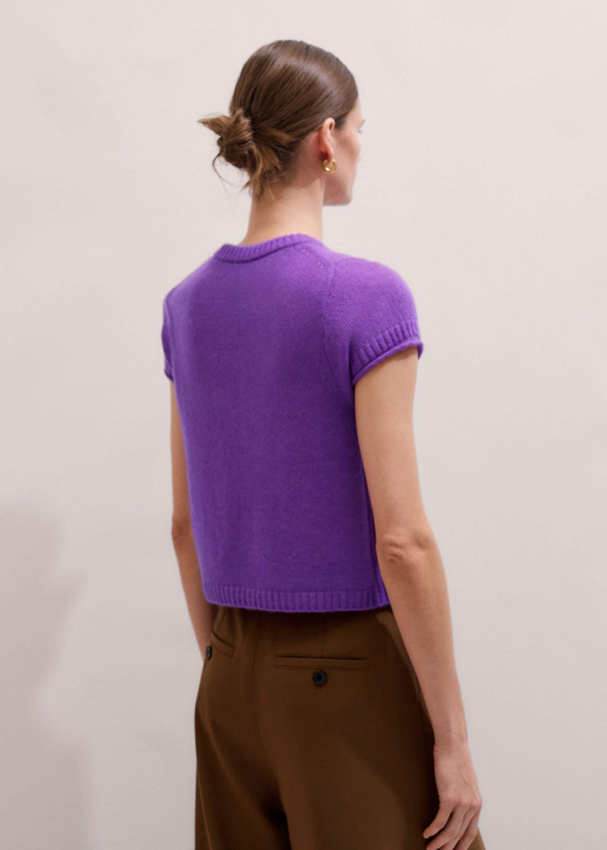 Purple Merino Cashmere Silk Straight Baby Tee | ME+EM Clothing