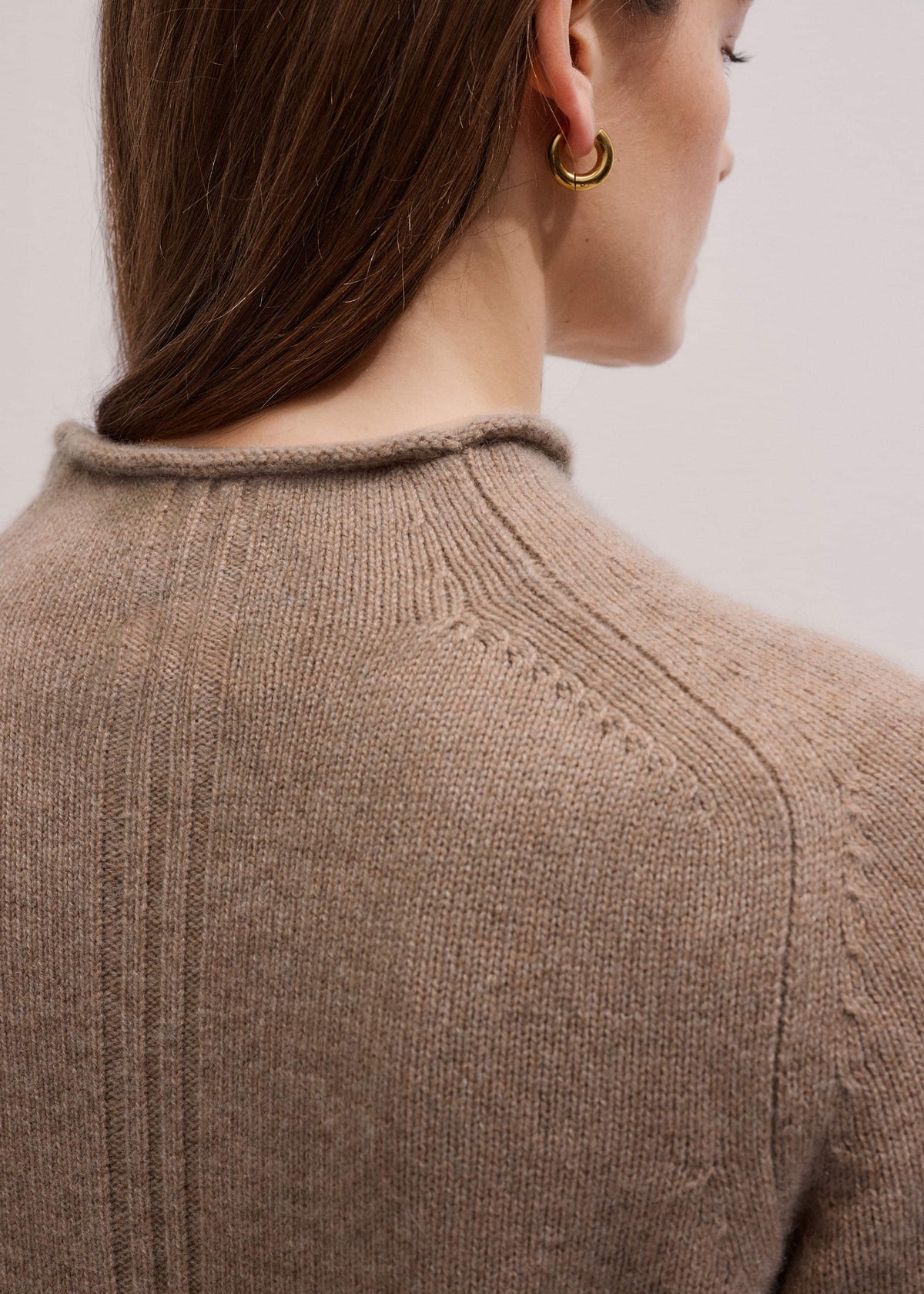 Brown Cashmere Roll Trim Knit Tee | ME+EM Clothing