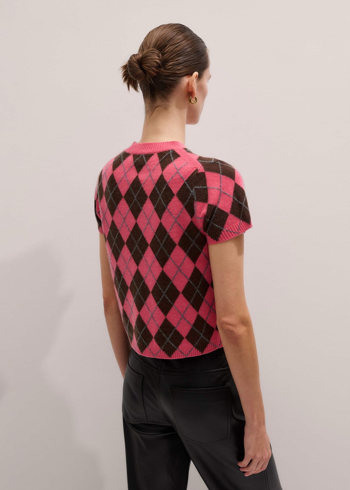 Pink Cashmere Argyle Knit Baby Tee | ME+EM Clothing