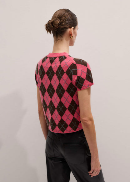Pink Cashmere Argyle Knit Baby Tee | ME+EM Clothing