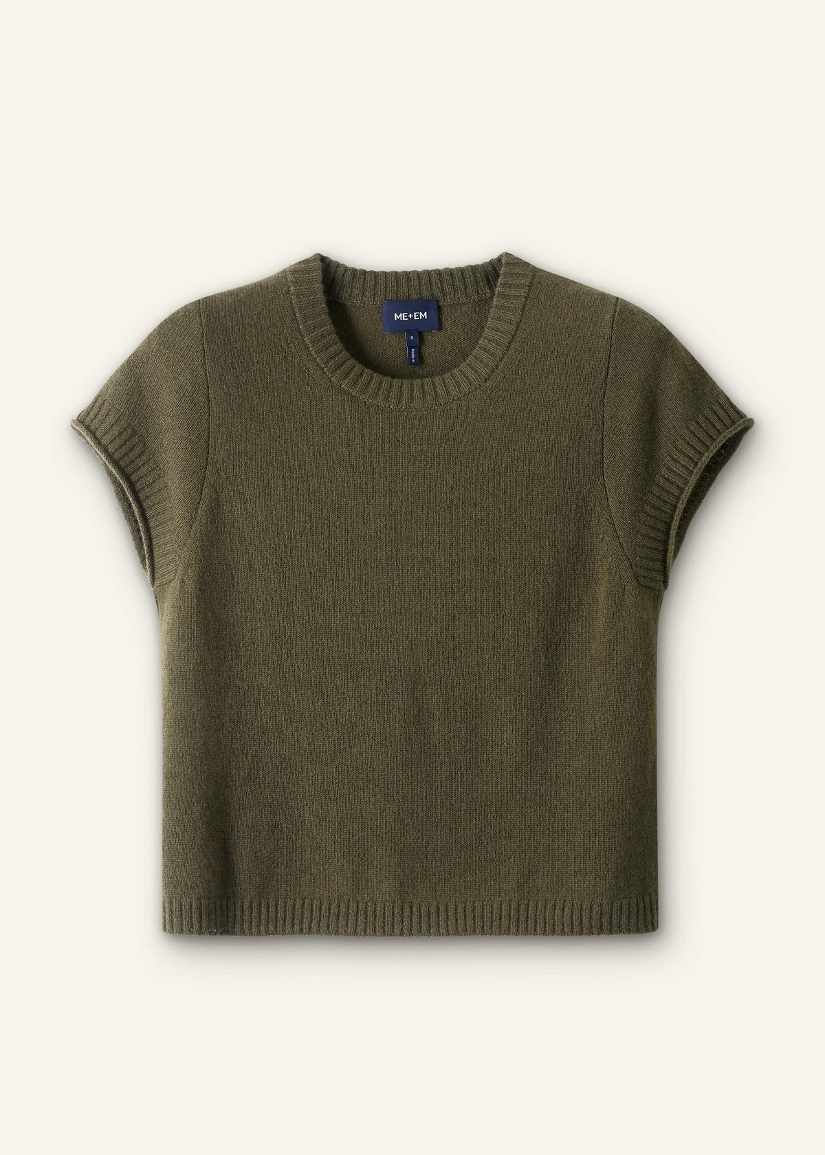 Olive Green Cashmere Shrunken Knit Baby Tee | ME+EM Clothing
