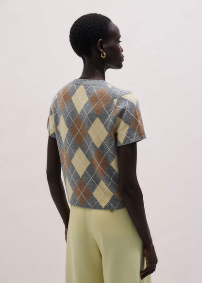 Yellow Cashmere Argyle Baby Tee | ME+EM Clothing