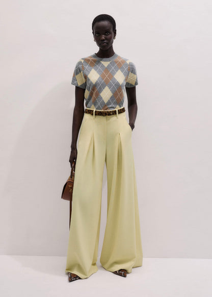 Yellow Cashmere Argyle Baby Tee | ME+EM Clothing