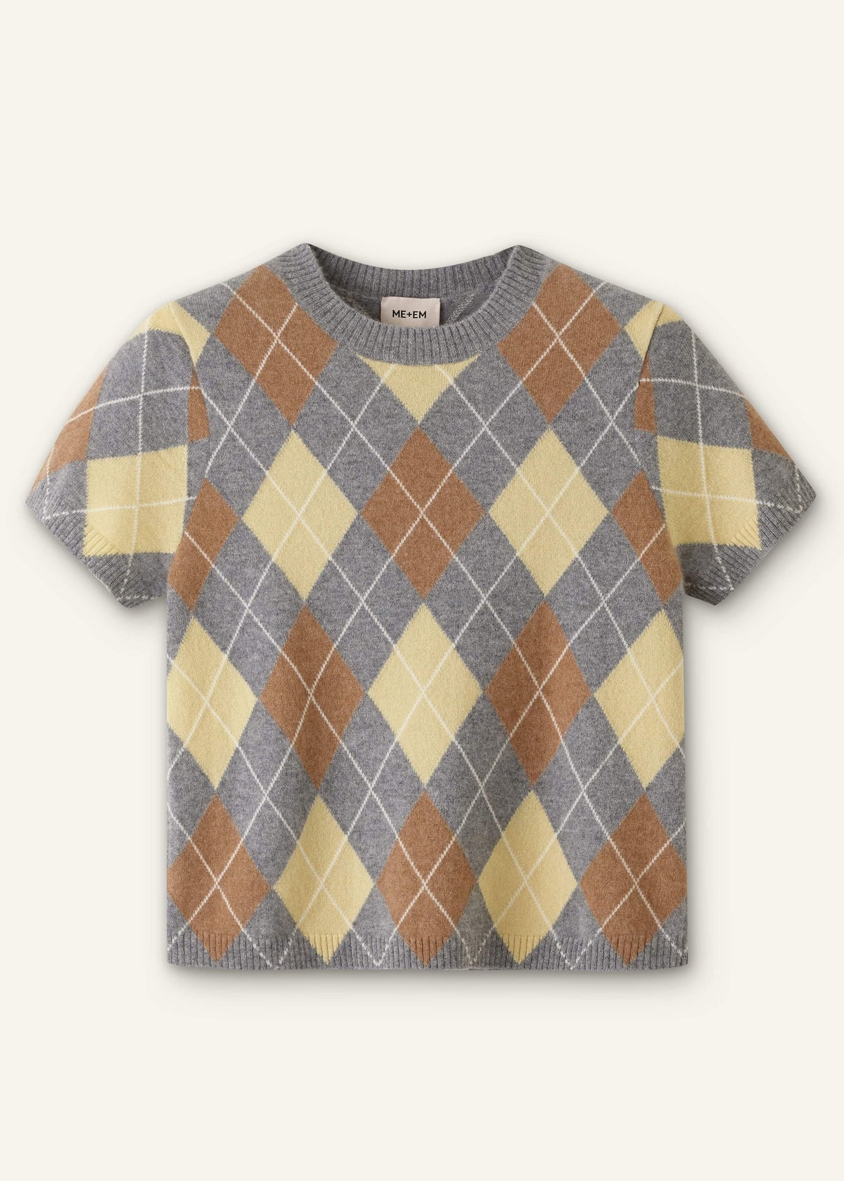 Yellow Cashmere Argyle Baby Tee | ME+EM Clothing
