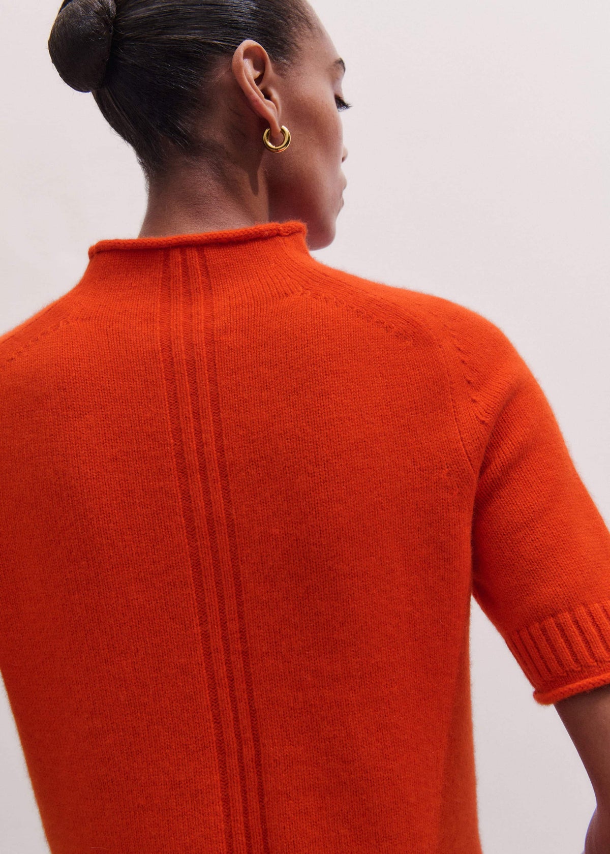 Orange Cashmere Roll Trim Knit Tee | ME+EM Clothing