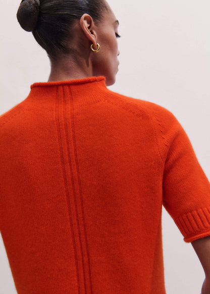 Orange Cashmere Roll Trim Knit Tee | ME+EM Clothing