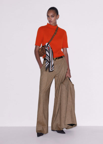 Orange Cashmere Roll Trim Knit Tee | ME+EM Clothing