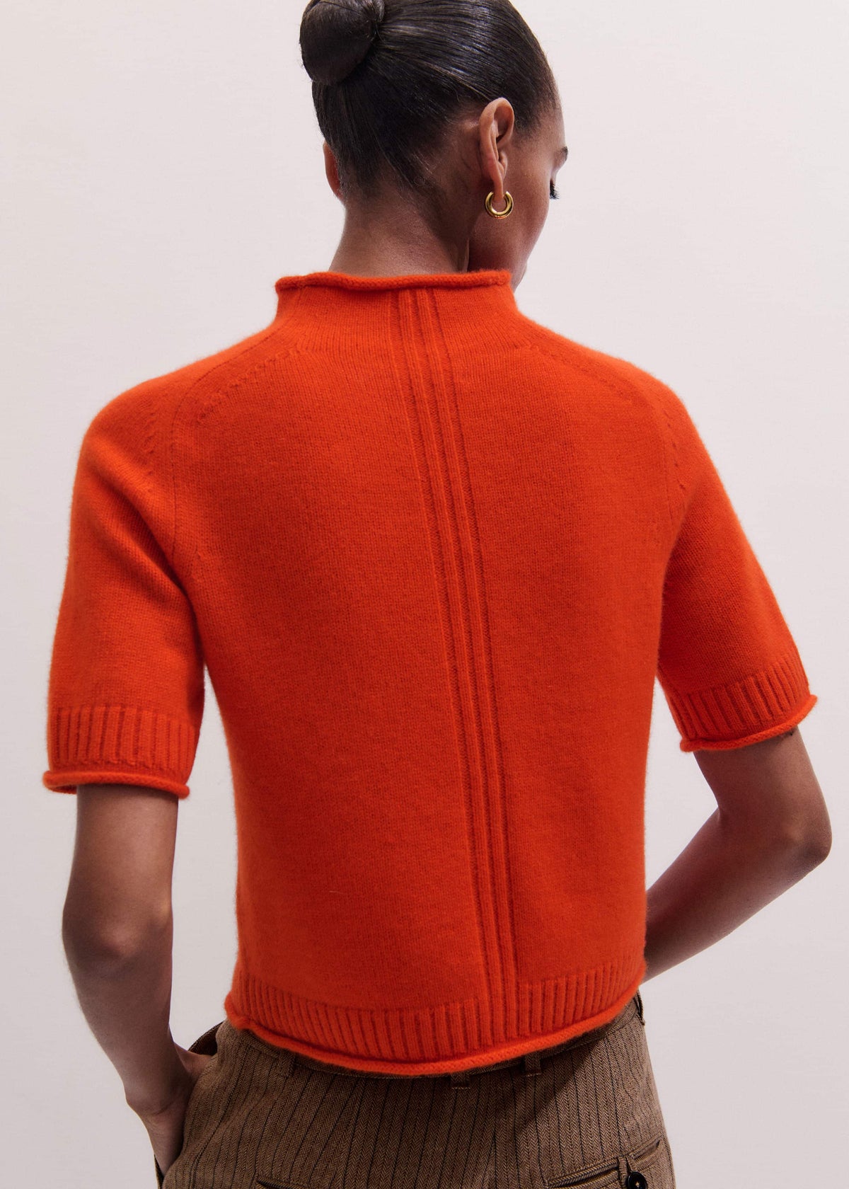 Orange Cashmere Roll Trim Knit Tee | ME+EM Clothing