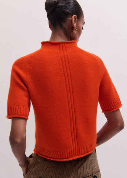 Orange Cashmere Roll Trim Knit Tee | ME+EM Clothing