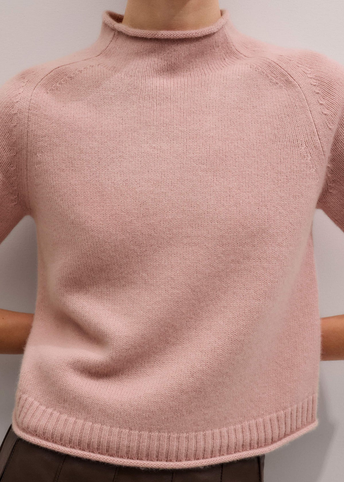 Pink Cashmere Roll Trim Knit Tee | ME+EM Clothing