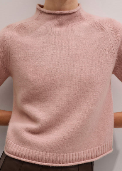 Pink Cashmere Roll Trim Knit Tee | ME+EM Clothing