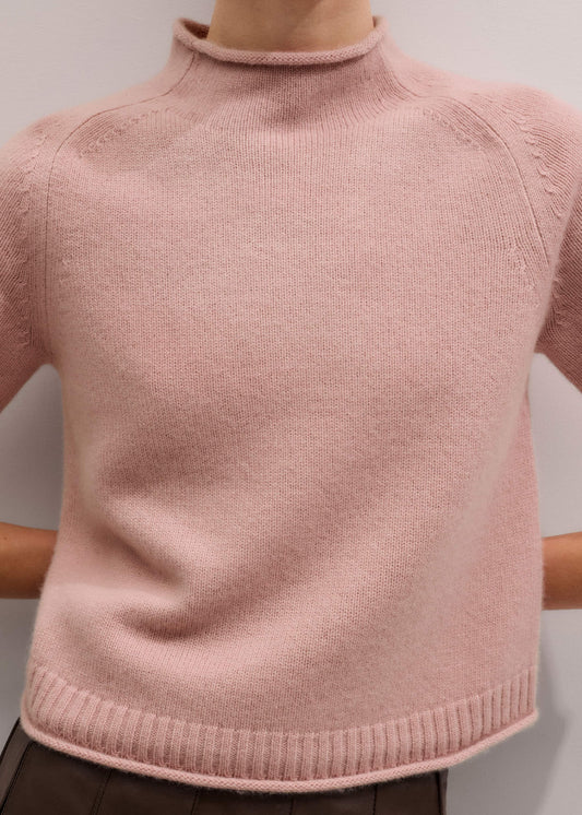 Pink Cashmere Roll Trim Knit Tee | ME+EM Clothing