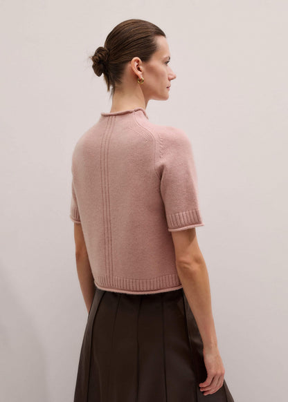 Pink Cashmere Roll Trim Knit Tee | ME+EM Clothing