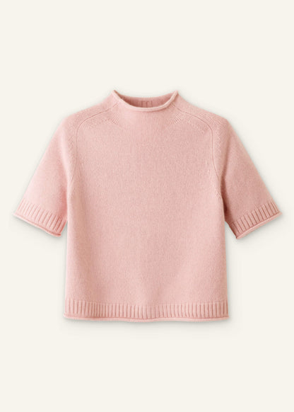 Pink Cashmere Roll Trim Knit Tee | ME+EM Clothing