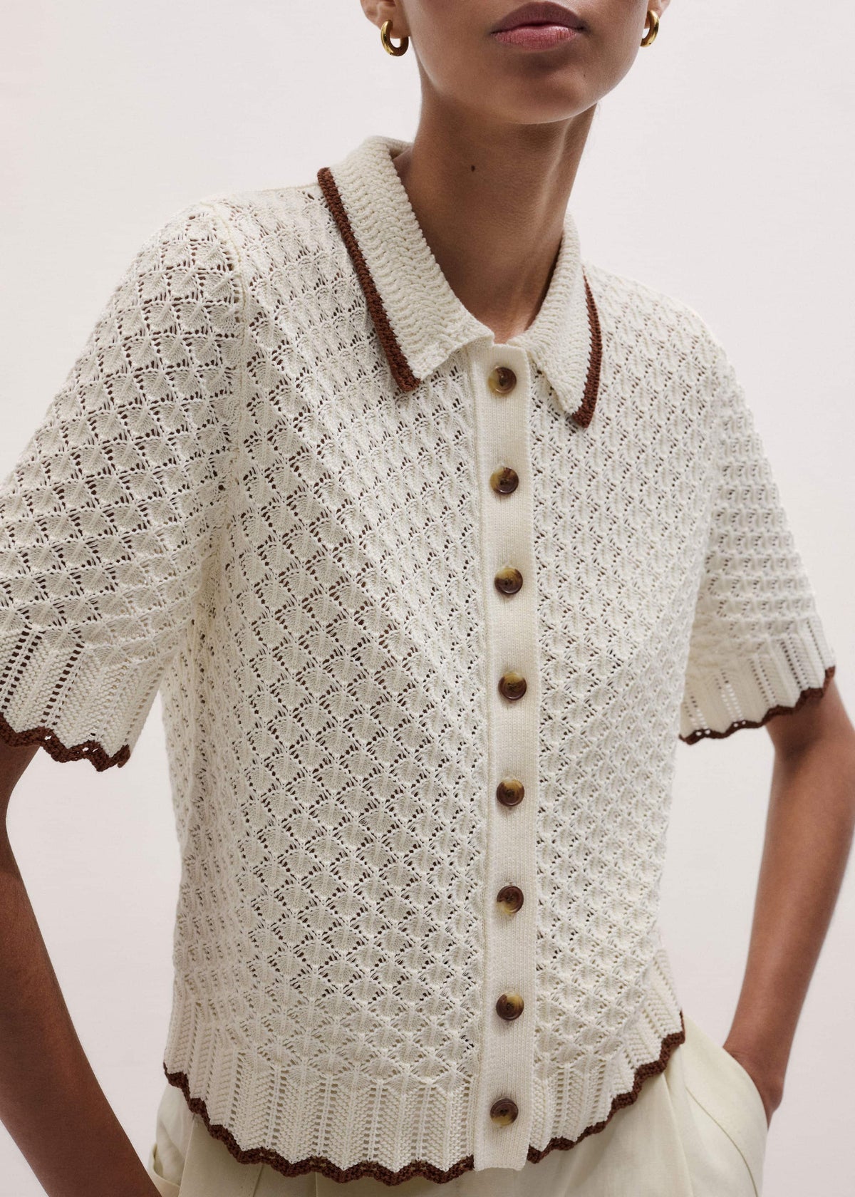 Cream Straight Knit Tee | ME+EM Clothing